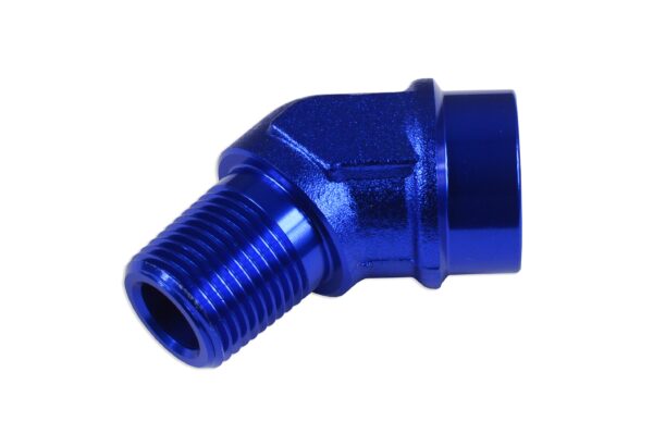 Adapter 1/4 NPT 45' female-male coupler hose fitting Blue