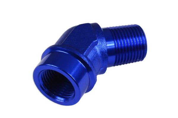 Adapter 1/4 NPT 45' female-male coupler hose fitting Blue