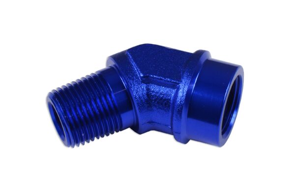 Adapter 3/8 NPT 45' female-male coupler hose fitting Blue