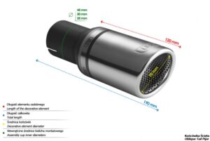Universal Exhaust Tail Pipe Muffler Tip round 70mm lenght 120mm mounting diameter 65mm