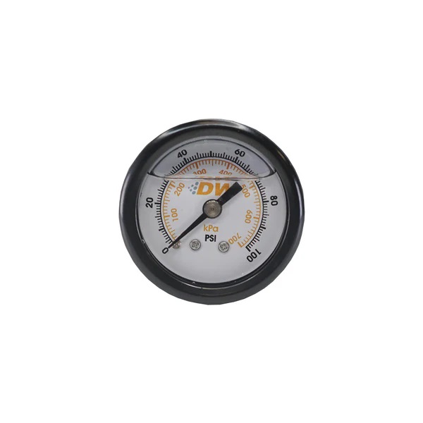 DeatschWerks Fuel Pressure Gauge -Liquid Filled White Face with DW Logo