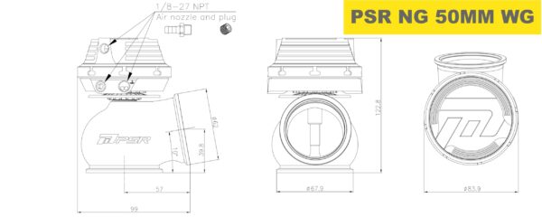 744325000psr8b Pulsar PSR New Generation Wastegate 50mm V-Band External Wastegate Black