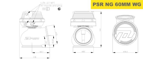 Pulsar PSR New Generation Wastegate 60mm V-Band External Wastegate Silver