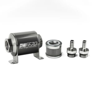 DeatschWerks In-Line Fuel Filter Kit 3/8IN 100 Micron 70mm