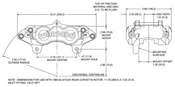 D8-4_rear-cm-lg_1 Wilwood 120-10526 D8-4 Universal Lug Mount Rear Caliper 4 Pistons Black