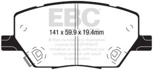 DPX2239 DPX2239 Brake Pads ULTIMAX2 EBC Brakes for Fiat 500X Jeep Compass MP Renegade Compass MP 4xe Renegade 4xe Alfa Romeo Tonale