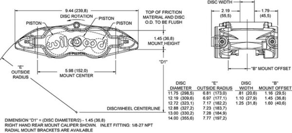 dxf32.tmp Wilwood 120-15989 FNSL6R Radial Mount Caliper Left 6 Pistons
