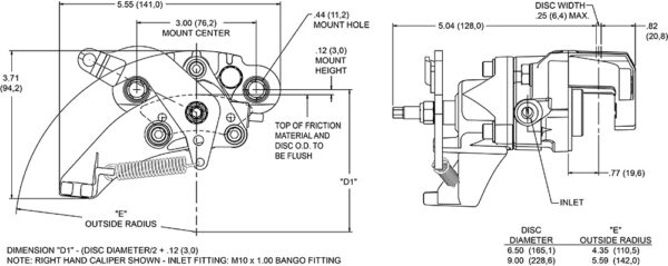 HM 1 & 2 Caliper 120-8792 & 120-8841 Wilwood 120-8842 HM2 Hydra-Mechanical Floating Mount Caliper Left 1 Piston