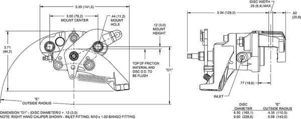 HM 4 & 5 Caliper 120-11025 & 120-11027 Wilwood 120-11026 HM4 Hydra-Mechanical Floating Mount Caliper Left 1 Piston