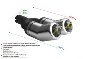 Universal Exhaust Tail Pipe Muffler Tip round 80mm lenght 260mm mounting diameter 50mm