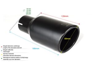 Universal Exhaust Tail Pipe Muffler Tip round 80mm lenght 120mm mounting diameter 55mm