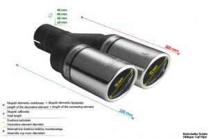 Universal Exhaust Tail Pipe Muffler Tip round 70mm lenght 200mm mounting diameter 55mm