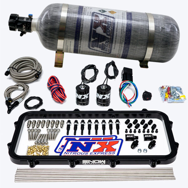 USA-NX-20963-12 Direct Port Dry Holley High Ram Plate Nitrous System 12LB Nitrous Express NX 20963-12