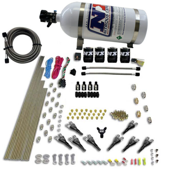 USA-NX-90006-10 8-Cyl Shark Direct Port 4 Solenoids with 10LB Bottle (200-500Hp Jetting) 10LB Nitrous Express NX 90006-10