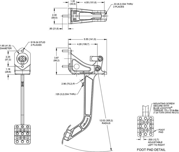 340-13574-New Pedal Base-9281B1G Wilwood 340-13574 Swing Mount Clutch / Brake Pedal
