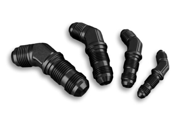 Adapter AN10 JIC bulkhead 45' male fuel hose fitting Black