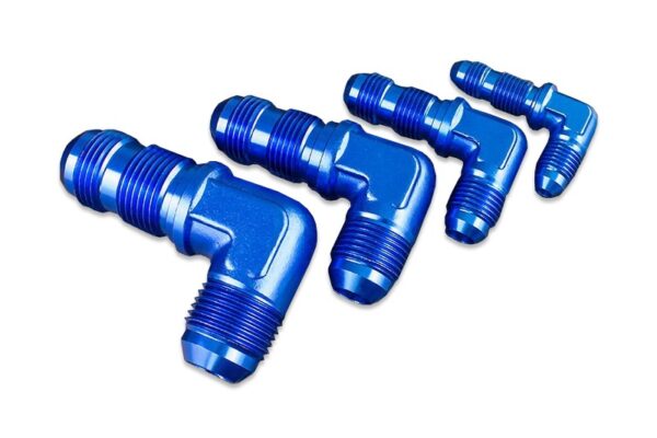 Adapter AN10 JIC bulkhead 90' male fuel hose fitting Blue