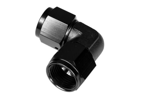 Adapter AN10 90' female-female coupler hose fitting Black