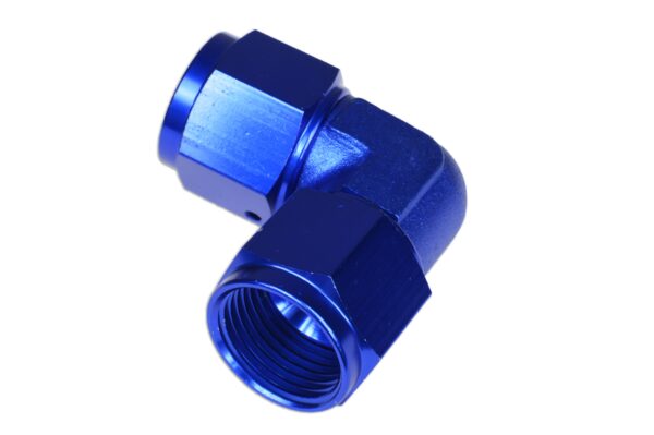 Adapter AN10 90' female-female coupler hose fitting Blue