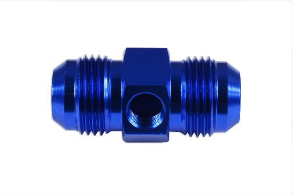 AN10 AN- 10 Adapter male-male with Inline port 1/8 NPT Fuel Oil Pressure Blue