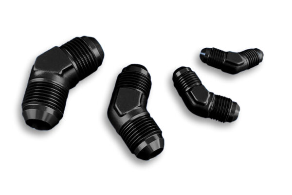 Adapter AN4 45' male-male coupler hose fitting Black