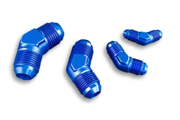 Adapter AN4 45' male-male coupler hose fitting Blue