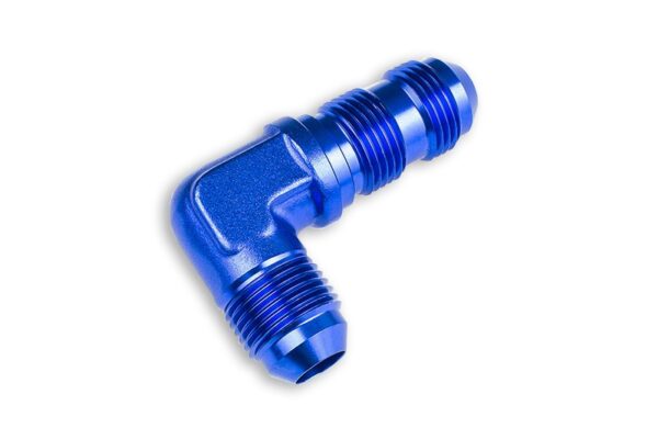 Adapter AN4 JIC bulkhead 90' male fuel hose fitting Blue