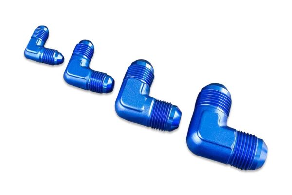 Adapter AN4 90' male-male coupler hose fitting Blue