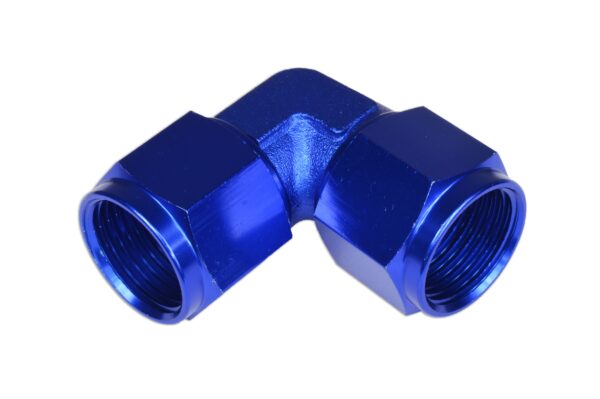 Adapter AN4 90' female-female coupler hose fitting Blue