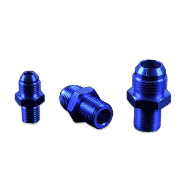 an4-m8x1-5-nypel-adapter-mesko-meski-niebieski_2 AN -4 AN4 JIC Flare to M8x1.5 metric male to male hose fitting adapter Blue