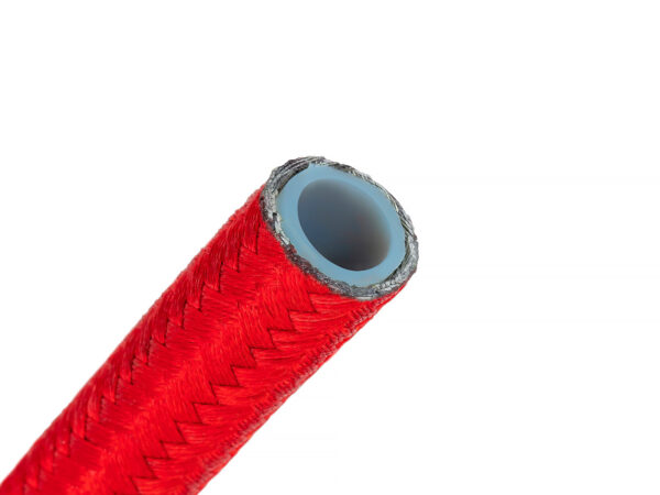 an6-8mm-5-16-przewod-ptfe-teflonowy-w-stalowym-oplocie-czerwony AN6 8mm (5/16") Nylon braided PTFE teflon fuel hose red
