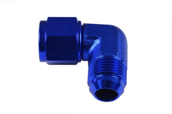 Adapter AN8 90' female-male coupler hose fitting Blue