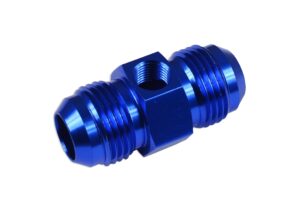 AN8 AN- 8 Adapter male-male with Inline port 1/8 NPT Fuel Oil Pressure Blue