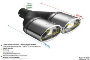 cuE1n2-28 Universal Exhaust Tail Pipe Muffler Tip oval 120×80mm lenght 250mm mounting diameter 50mm