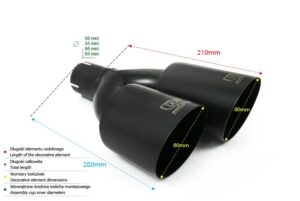 Universal Exhaust Tail Pipe Muffler Tip round 80mm lenght 280mm mounting diameter 60mm