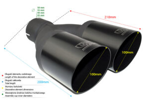 Universal Exhaust Tail Pipe Muffler Tip round 100mm lenght 280mm mounting diameter 60mm