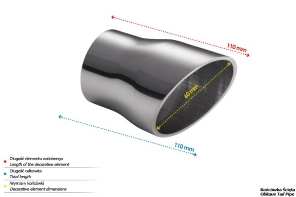 Universal Exhaust Tail Pipe Muffler Tip round 60mm lenght 110mm mounting diameter 45mm