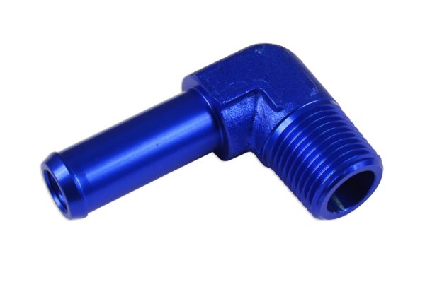 Fitting 90' 1/2 NPT to 5/8" nipple Blue