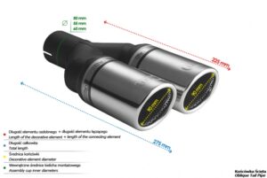 Universal Exhaust Tail Pipe Muffler Tip round 90mm lenght 220mm mounting diameter 50mm