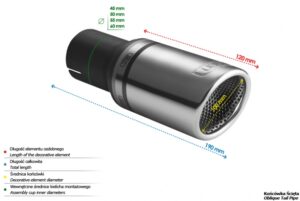 Universal Exhaust Tail Pipe Muffler Tip round 100mm lenght 120mm mounting diameter 55mm