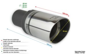 Universal Exhaust Tail Pipe Muffler Tip round 70mm lenght 120mm mounting diameter 45mm