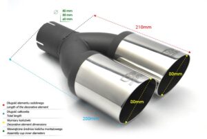 Universal Exhaust Tail Pipe Muffler Tip round 80mm lenght 210mm mounting diameter 60mm
