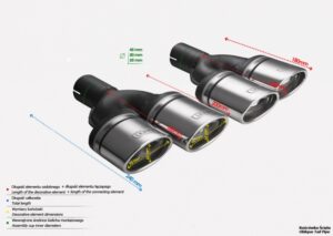 Universal Exhaust Tail Pipe Muffler Tip oval 95×65mm lenght 200mm mounting diameter 55mm