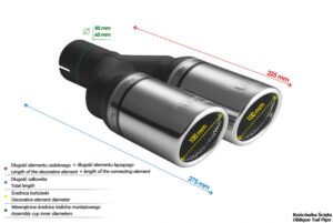 Universal Exhaust Tail Pipe Muffler Tip round 100mm lenght 200mm mounting diameter 50mm