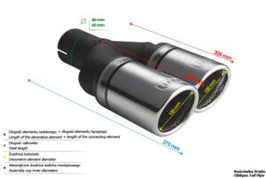 Universal Exhaust Tail Pipe Muffler Tip round 100mm lenght 200/180mm mounting diameter 50mm