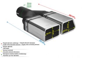 Universal Exhaust Tail Pipe Muffler Tip special 86×54mm lenght 200mm mounting diameter 55mm