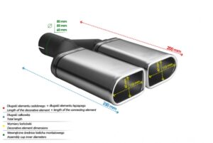 Universal Exhaust Tail Pipe Muffler Tip special 110×65mm lenght 200mm mounting diameter 50mm