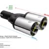 Universal Exhaust Tail Pipe Muffler Tip round 80mm lenght 200mm mounting diameter 45mm