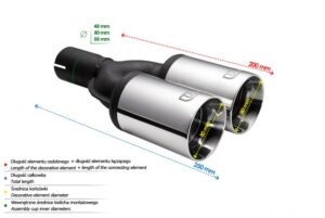 Universal Exhaust Tail Pipe Muffler Tip round 80mm lenght 200mm mounting diameter 55mm