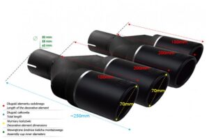 Universal Exhaust Tail Pipe Muffler Tip round 70mm lenght 200/180mm mounting diameter 50mm
